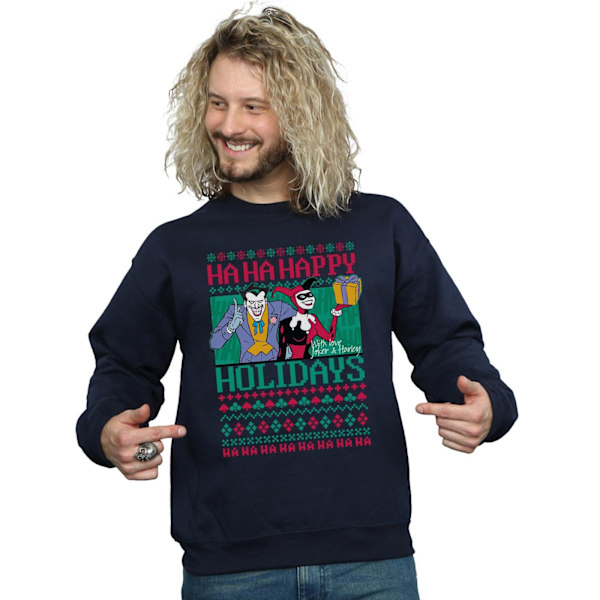 DC Comics Herr Joker Och Harley Quinn Ha Ha Happy Holidays Sweatshirt Navy Blue S