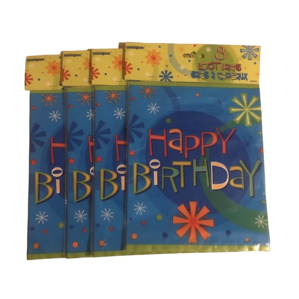 Blommor Happy Birthday Party Bag (8-pack) One Size Blå/Multi Blue/Multicoloured One Size