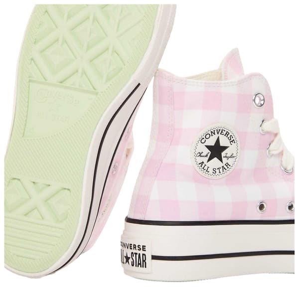 Converse Chuck Classic Gingham Check High Top-sneakers för dam Pink 4.5 UK