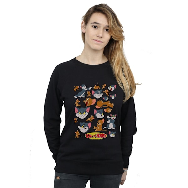 Tom And Jerry Dam/Damer Många Ansikten Sweatshirt L Svart Black L