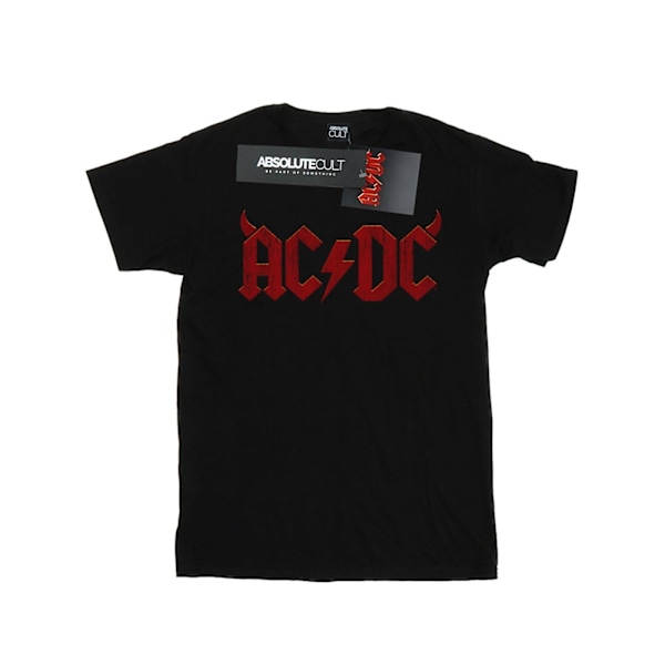 AC/DC Dam/Kvinnor Horns Logo Bomull Boyfriend T-Shirt M Svart Black M