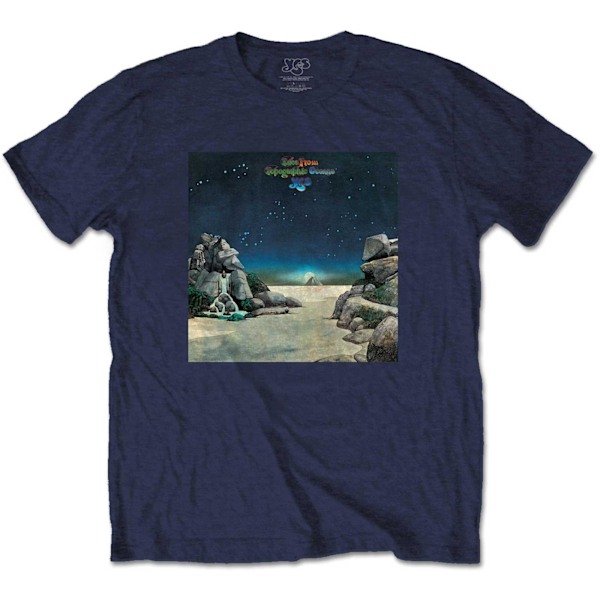 Yes Unisex Adult Topographic Oceans Bomull T-shirt L Marinblå Navy Blue L