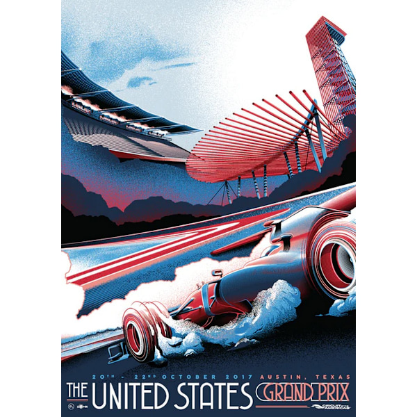 Zoom Circuit Of The Americas 2017 Formel 1 Poster 80cm x 60cm Red/Blue/White 80cm x 60cm