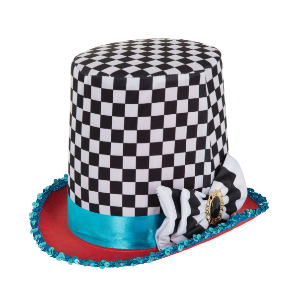 Bristol Novelty Unisex Adults Stovepipe Hög rutig hatt En Black/White/Blue/Red One Size