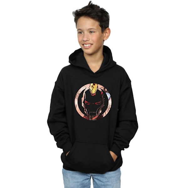 Marvel Boys Iron Man Montage Symbol Hoodie 7-8 år Svart Black 7-8 Years