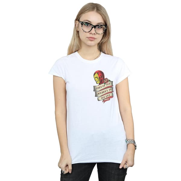 Marvel Dam/Dam Iron Man Tattoo Journey Brösttryck Bomull White M
