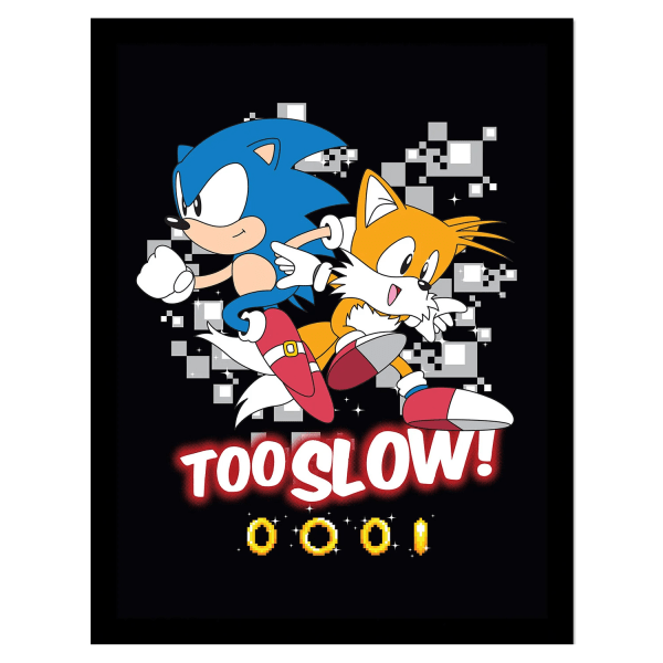 Sonic The Hedgehog Too Slow inramad affisch 40cm x 30cm Multicolo Multicoloured 40cm x 30cm
