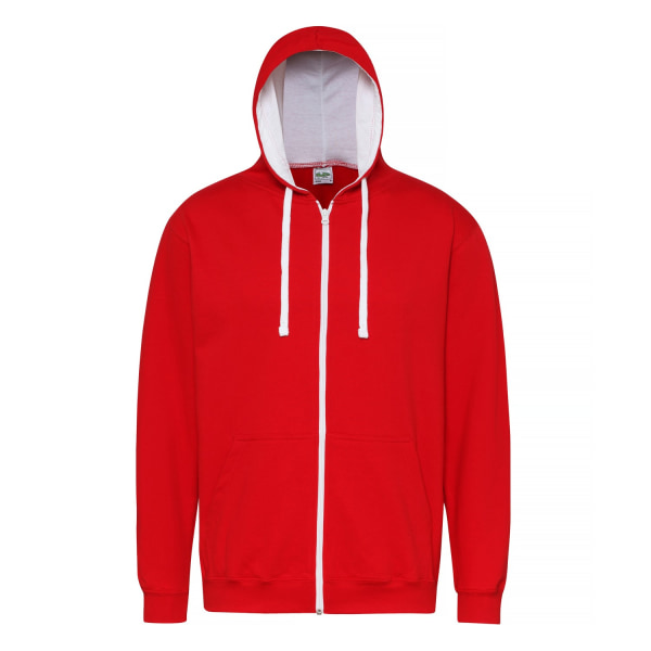 Awdis Mens Varsity Hooded Sweatshirt / Hoodie / Zoodie XL Fire Fire Red/Arctic White XL