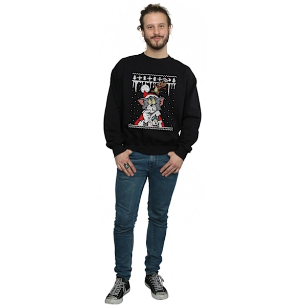 Tom And Jerry Herr Jul Fair Isle Sweatshirt 3XL Svart Black 3XL