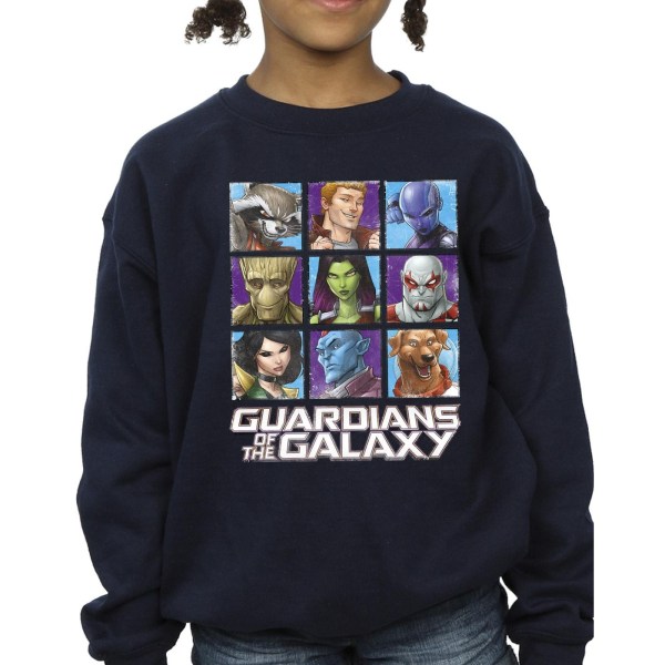 Guardians Of The Galaxy Girls Character Squares Sweatshirt 3-4 Navy Blue 3-4 Years