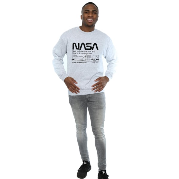 NASA Herr Space Shuttle Sweatshirt XXL Sports Grey Sports Grey XXL