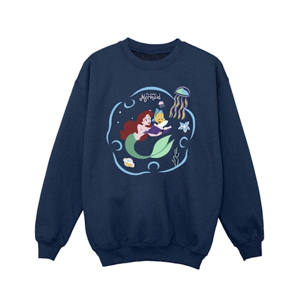 Disney Girls The Little Mermaid Läser En Bok Sweatshirt 5-6 År Navy Blue 5-6 Years