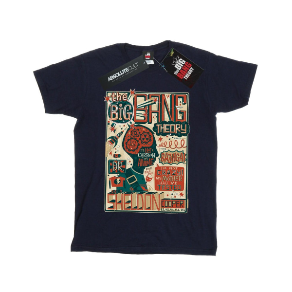 Big Bang Theory Girls Infographic Poster Bomull T-shirt 9-11 År Marinblå Navy Blue 9-11 Years