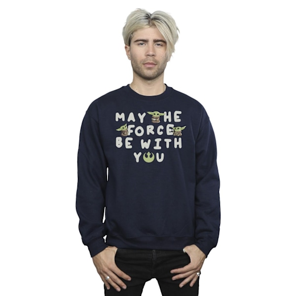 Star Wars Herr The Mandalorian Grogu May The Force Be With You Navy Blue M