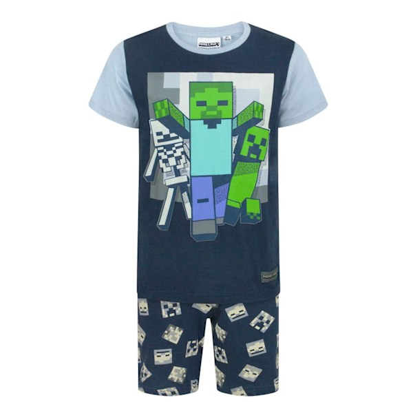 Minecraft Pojkars Undead Kort Pyjamas Set 8 År Blå Blue 8 Years
