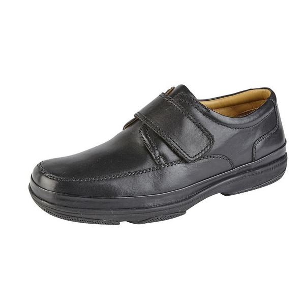 Roamers Herr Läder Wide Fit Touch Fastening Casual Shoes 10 U Black 10 UK