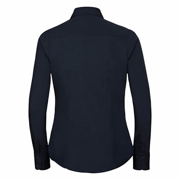 Russell Collection Dam/Kvinnors Långärmad Poly-Bomull Lätt Skötsel Monterad Poplin Skjorta 4XL Fransk Marinblå French Navy 4XL