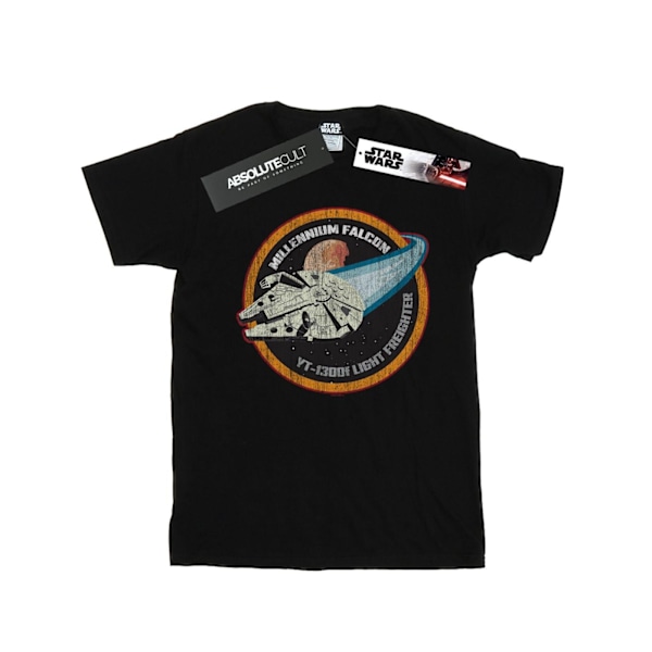 Star Wars T-shirt i bomull med Millennium Falcon-märke för flickor, 9-11 år Black 9-11 Years