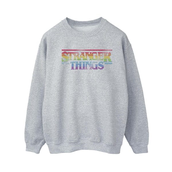 Netflix Dam/Kvinnor Stranger Things Rainbow Dot Logo Sweatshirt Sports Grey S