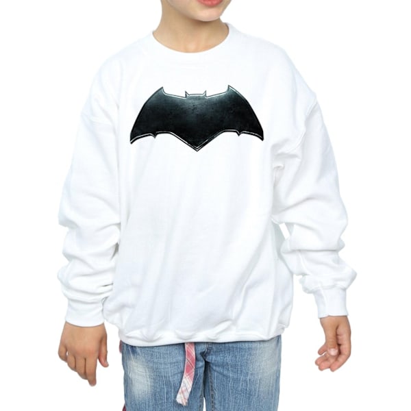 DC Comics Girls Justice League Movie Batman Emblem Sweatshirt 9 White 9-11 Years