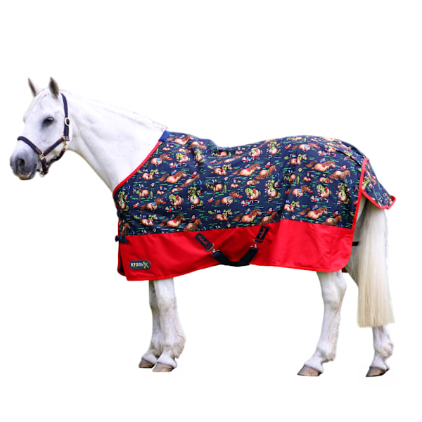 Thelwell StormX Original Standard-Neck All-Over Print Hästtäcke Navy/Red 4´ 6
