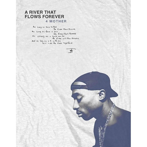 Tupac Shakur Unisex Vuxen A River Bomull T-shirt S Vit White S