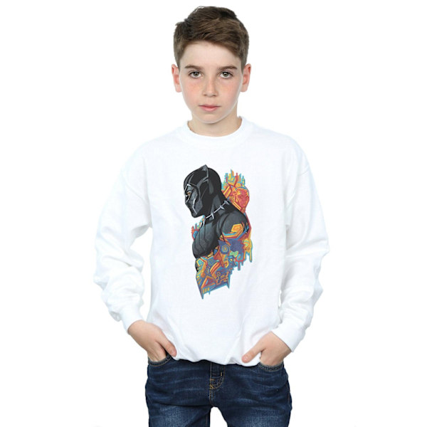 Marvel Boys Black Panther Profil Sweatshirt 12-13 År Vit White 12-13 Years