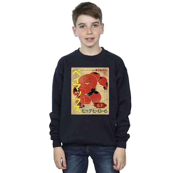 Disney Boys Big Hero 6 Baymax Baymax Newspaper Sweatshirt 12-13 Navy Blue 12-13 Years