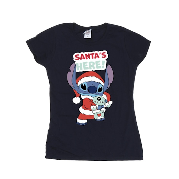 Disney Dam/Kvinnor Lilo & Stitch Santa´s Here Bomull T-shirt Navy Blue L