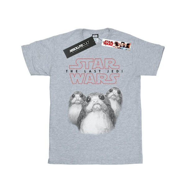 Star Wars Girls The Last Jedi Porgs Bomull T-shirt 7-8 År Sports Grey Sports Grey 7-8 Years