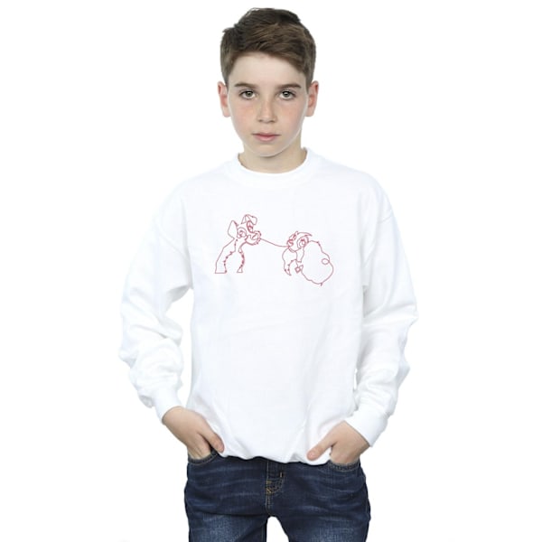 Disney Boys Lady Och Lufsen Spaghetti Outline Sweatshirt 7-8 White 7-8 Years