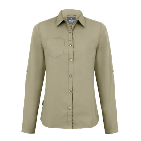 Craghoppers Womens/Ladies Expert Kiwi Long-Sleeved Shirt 12 UK Pebble Brown 12 UK