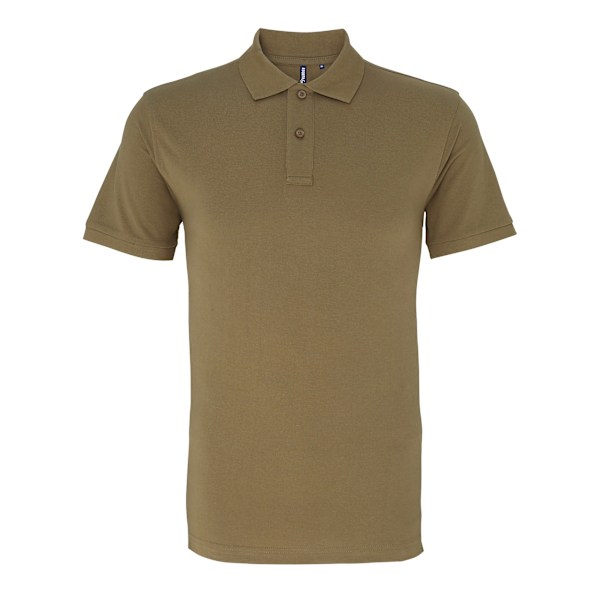 Asquith & Fox Herr Enfärgad Kortärmad Pikétröja M Khaki Khaki M