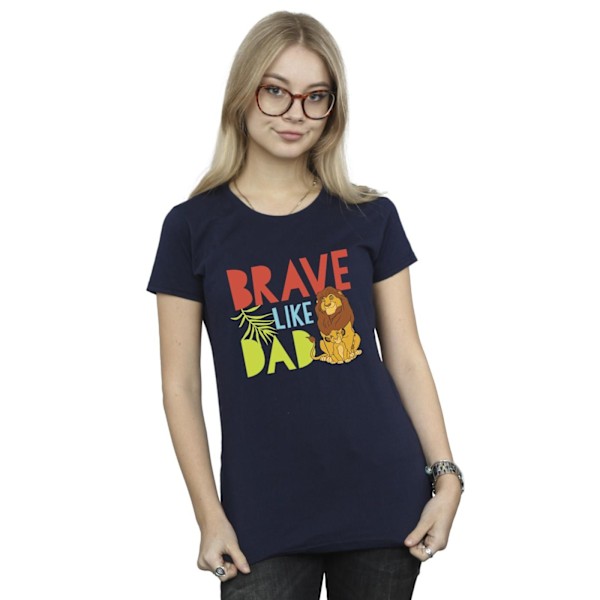 Disney Dam/Kvinnor Lejonkungen Modig Som Pappa Bomull T-shirt Navy Blue S
