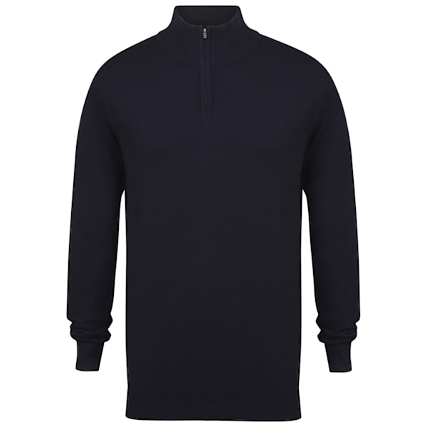 Henbury Herr Zip Neck Sweatshirt XL Marinblå Navy XL