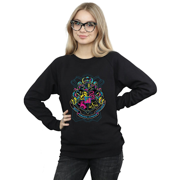 Harry Potter Dam/Damer Neon Hogwarts Crest Sweatshirt L Svart Black L