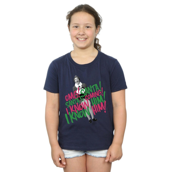 Elf Girls Santa´s Coming Bomull T-shirt 9-11 år Marinblå Navy Blue 9-11 Years