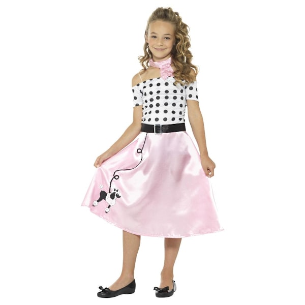 Smiffys Flickor 50-tals Pudelkostym Set 13-14 År Rosa Pink 13-14 Years