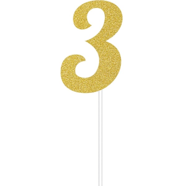 Creative Converting Glitter 3 Cake Topper En Storlek Guld Gold One Size