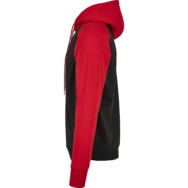 Bygg ditt varumärke Herr Basic Raglan Hoodie M Svart/Röd Black/Red M