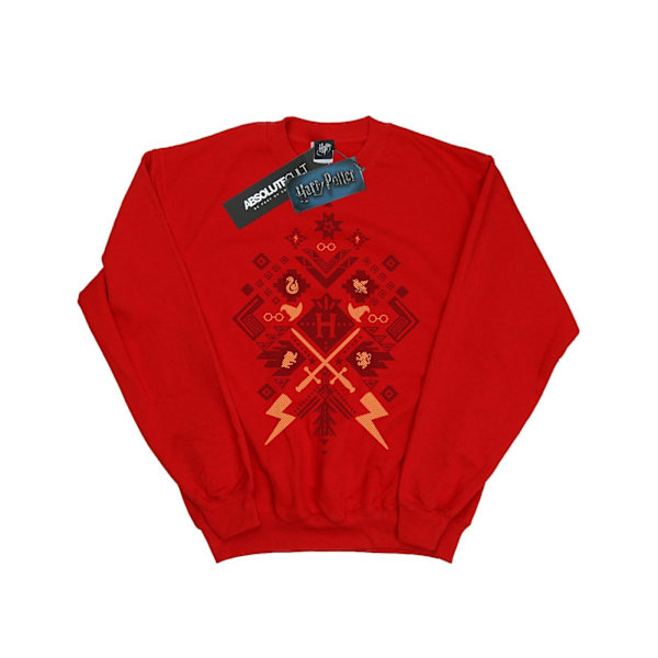 Harry Potter Pojkar Jul Fair Isle Sweatshirt 7-8 År Röd Red 7-8 Years