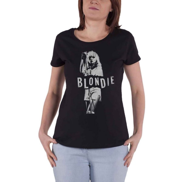 Blondie Mic Stand T-Shirt för dam/dam 3XL Svart Black 3XL