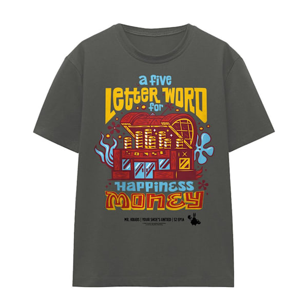 SvampBob Fyrkant Unisex Vuxen Pengar Herr Krabba T-Shirt S Cha Charcoal S