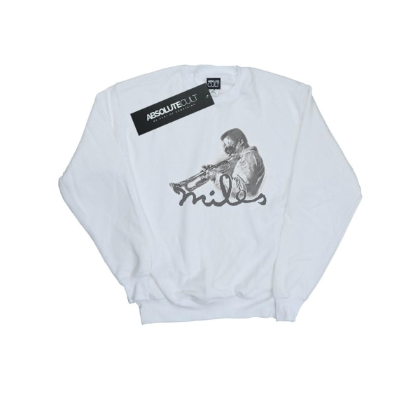 Miles Davis Boys Profile Sketch Sweatshirt 7-8 år Vit White 7-8 Years