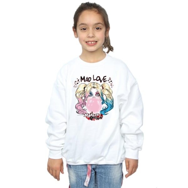 DC Comics Girls Harley Quinn Mad Love Sweatshirt 7-8 år Vit White 7-8 Years