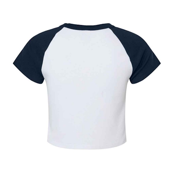 Bella + Canvas Dam/Kvinnors Micro-Rib Raglan Crop Top XS Vit White/Navy XS