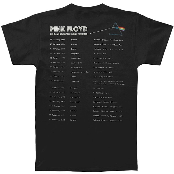 Pink Floyd Unisex Vuxen Dark Side Of The Moon 1972 Tour Back Pr Black XXL