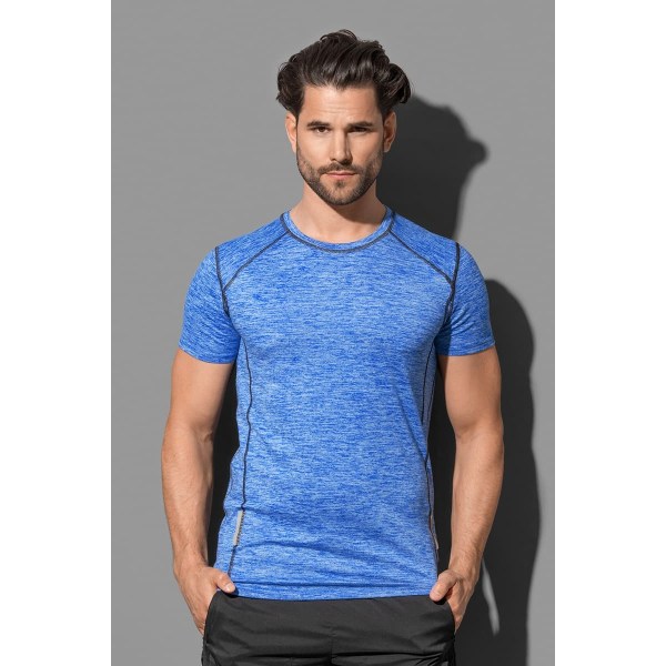 Stedman Mens Sports Reflexive Recycled T-Shirt S Blue Heather Blue Heather S