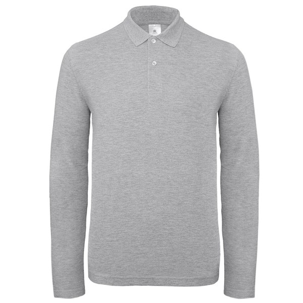 B&C Collection Herr Långärmad Polotröja 2XL Heather Grey Heather Grey 2XL
