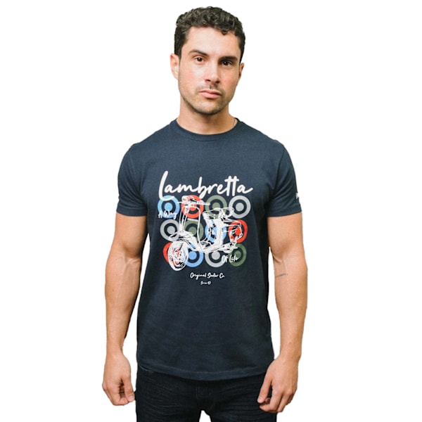 Lambretta Herr Scooter Märkes T-Shirt 3XL Marinblå Navy 3XL